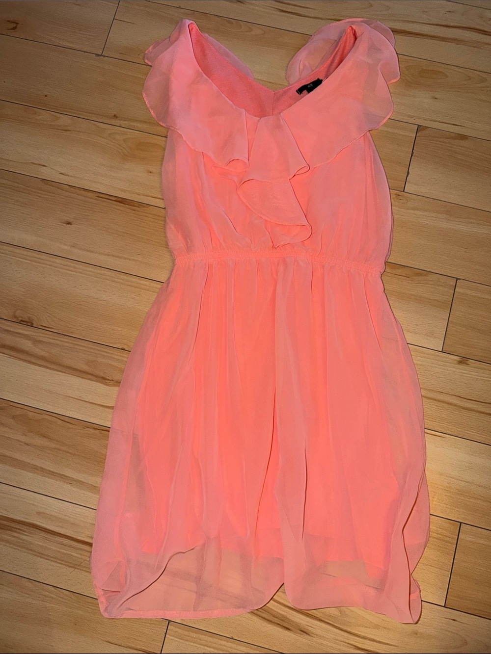 H&M Coral Ruffle Chiffon Mini Dress